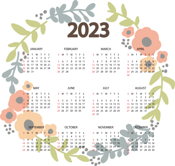 Transparent New Year Design calendar Line for Printable 2023 Calendar for New Year