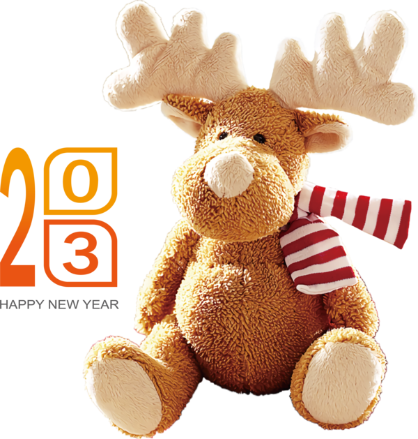 Transparent New Year Reindeer Rudolph Deer for Happy New Year 2023 for New Year