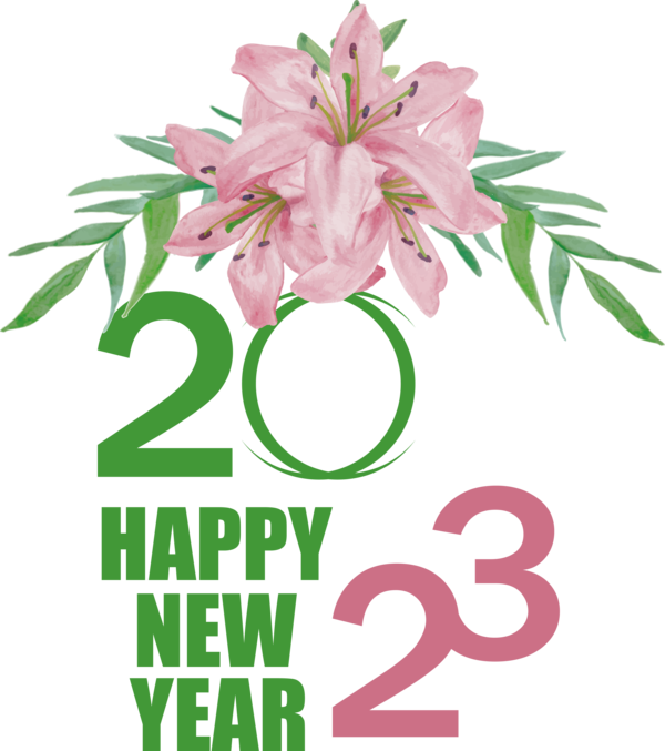 Transparent New Year Floral design Flower Gift for Happy New Year 2023 for New Year