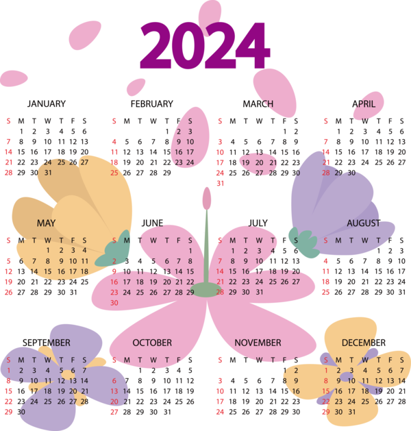 Transparent New Year Design RSA Conference Line for Printable 2024 Calendar for New Year