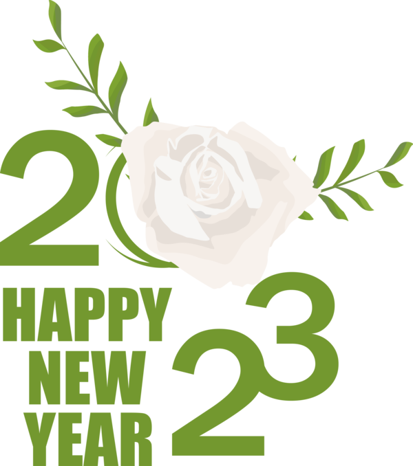 Transparent New Year Floral design Leaf Cut flowers for Happy New Year 2023 for New Year