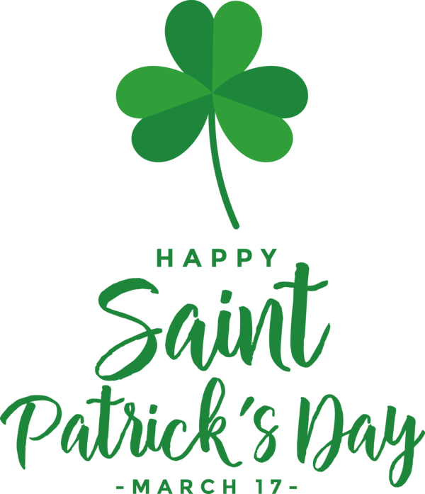 Transparent St. Patrick's Day Leaf Logo Shamrock for Saint Patrick for St Patricks Day