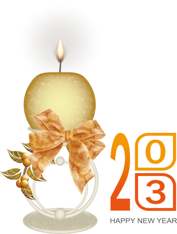 Transparent New Year Candle Christmas Design for Happy New Year 2023 for New Year