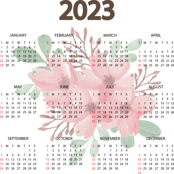 Transparent New Year calendar Calendar year Names of the days of the week for Printable 2023 Calendar for New Year