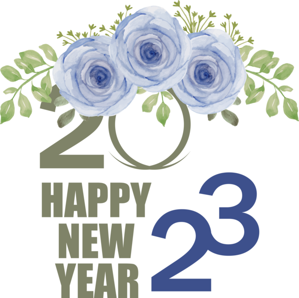 Transparent New Year Floral design 2023 NEW YEAR Flower for Happy New Year 2023 for New Year
