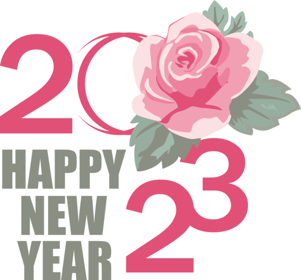 Transparent New Year Floral design Garden roses for Happy New Year 2023 for New Year