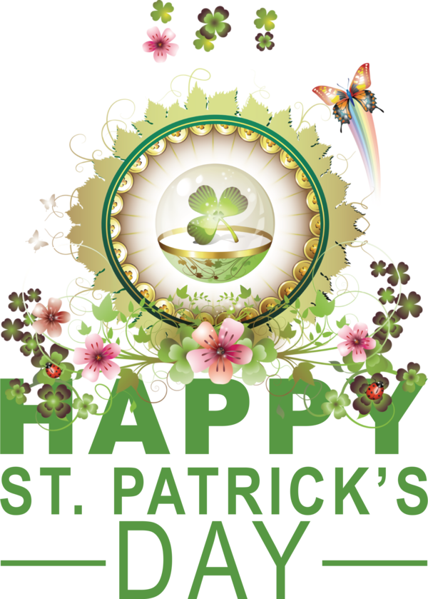 Transparent St. Patrick's Day Floral design Leaf Design for Saint Patrick for St Patricks Day