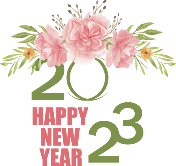 Transparent New Year Floral design  Flower for Happy New Year 2023 for New Year
