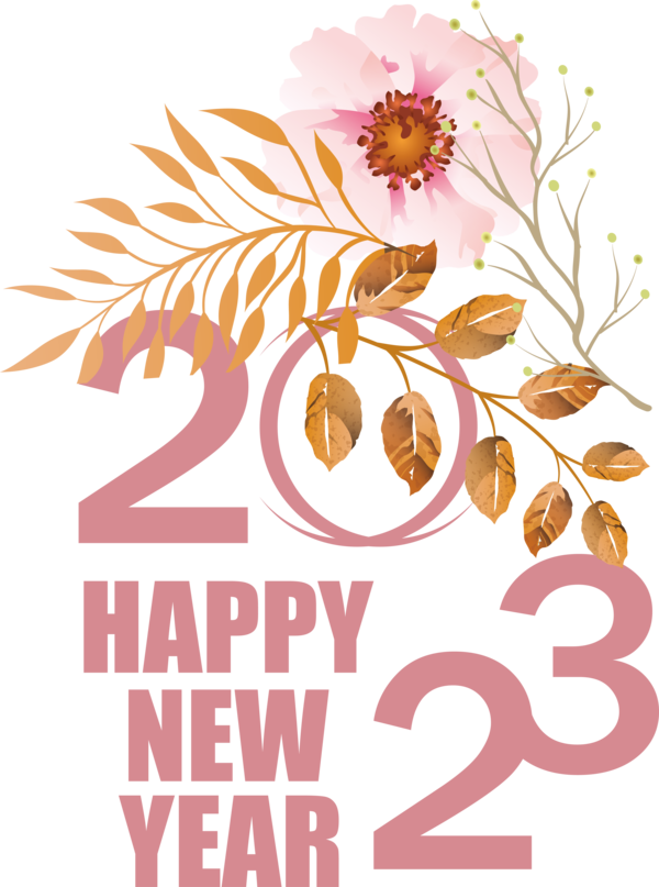 Transparent New Year Design Floral design Line art for Happy New Year 2023 for New Year