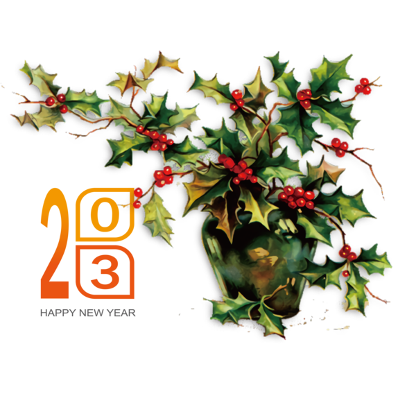Transparent New Year Christmas Graphics Common holly Mistletoe for Happy New Year 2023 for New Year