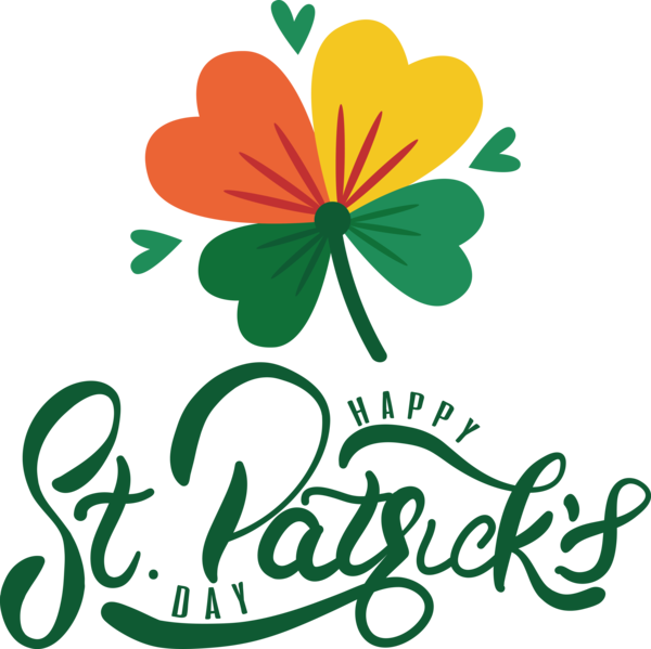 Transparent St. Patrick's Day Leaf Floral design Logo for Saint Patrick for St Patricks Day
