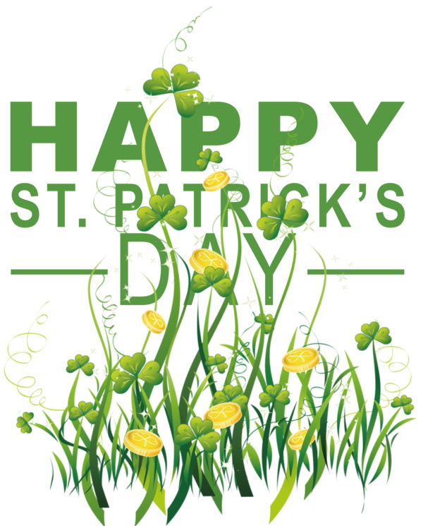 Transparent St. Patrick's Day Floral design Grasses Plant stem for Saint Patrick for St Patricks Day