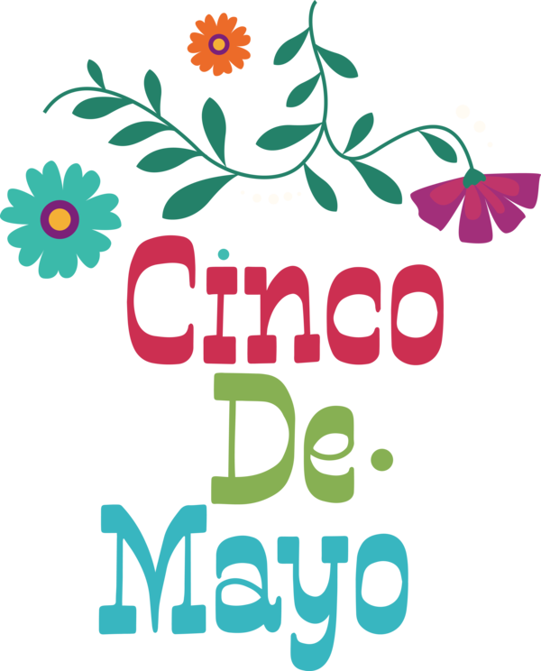 Transparent Cinco de mayo Design Cut flowers Logo for Fifth of May for Cinco De Mayo