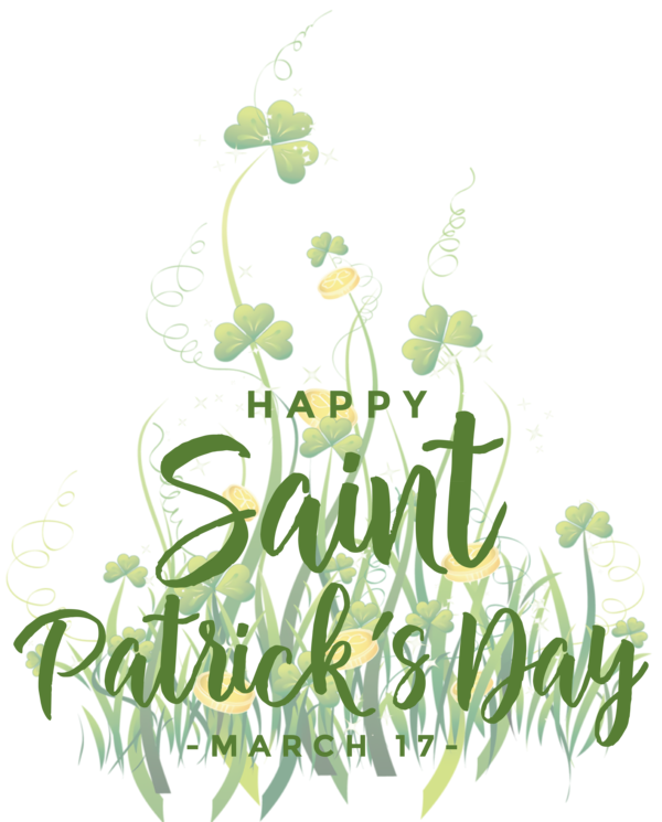 Transparent St. Patrick's Day Floral design Leaf Plant stem for Saint Patrick for St Patricks Day