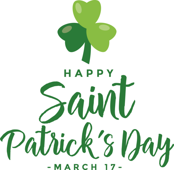 Transparent St. Patrick's Day Leaf Logo Symbol for Saint Patrick for St Patricks Day