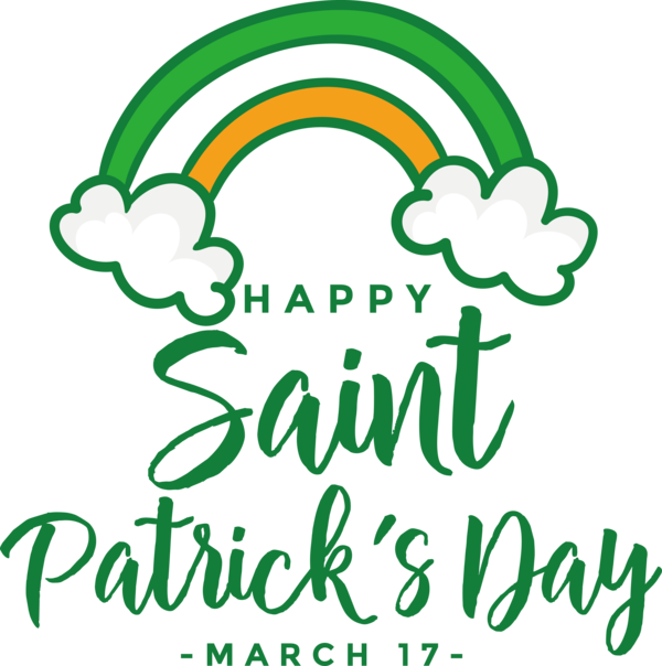 Transparent St. Patrick's Day Leaf Logo Line for Saint Patrick for St Patricks Day