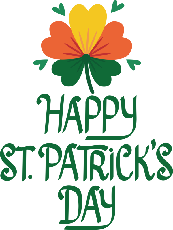 Transparent St. Patrick's Day Floral design Flower Leaf for Saint Patrick for St Patricks Day