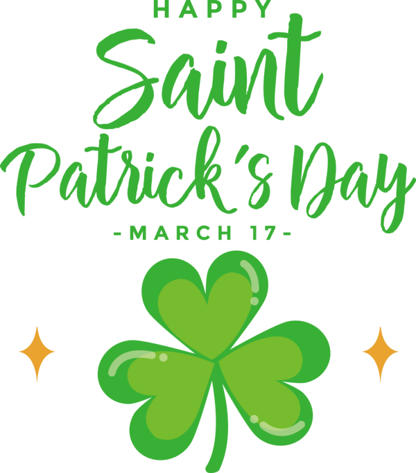 Transparent St. Patrick's Day Leaf Shamrock Logo for Saint Patrick for St Patricks Day