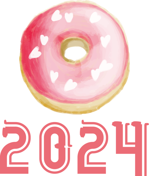 Transparent New Year Doughnut Circle Font for Happy New Year 2024 for New Year