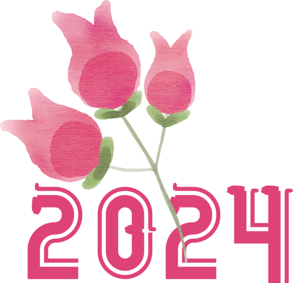 Transparent New Year Floral design Cut flowers Tulip for Happy New Year 2024 for New Year