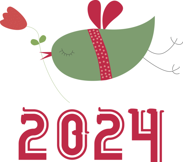 Transparent New Year Design Logo Line for Happy New Year 2024 for New Year