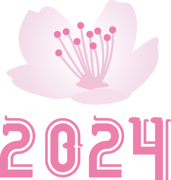 Transparent New Year Design Floral design Logo for Happy New Year 2024 for New Year