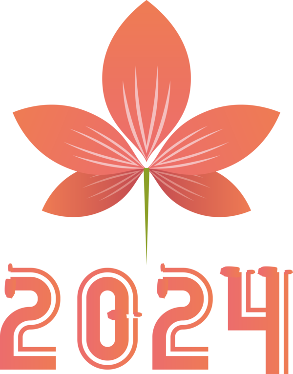 Transparent New Year Flower Floral design Design for Happy New Year 2024 for New Year