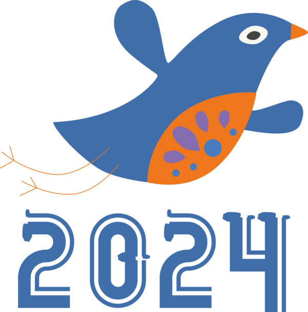 Transparent New Year Logo Fish Line for Happy New Year 2024 for New Year