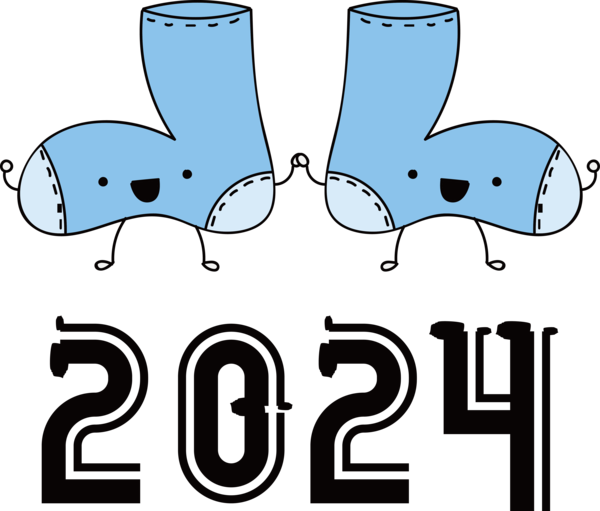 Transparent New Year Design Cartoon Logo for Happy New Year 2024 for New Year
