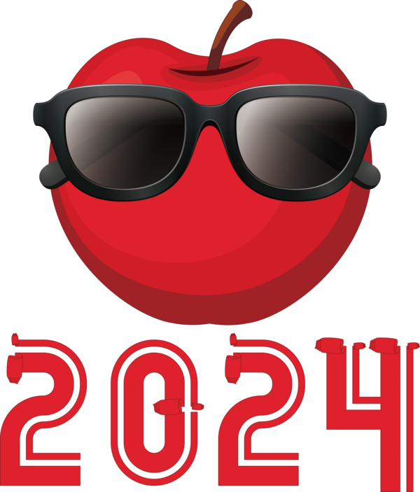 Transparent New Year Sunglasses Goggles Logo for Happy New Year 2024 for New Year