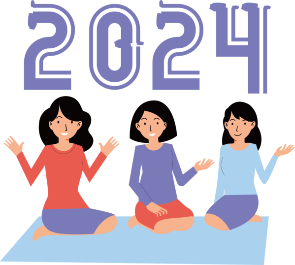 Transparent New Year Drawing Design Flat design for Happy New Year 2024 for New Year