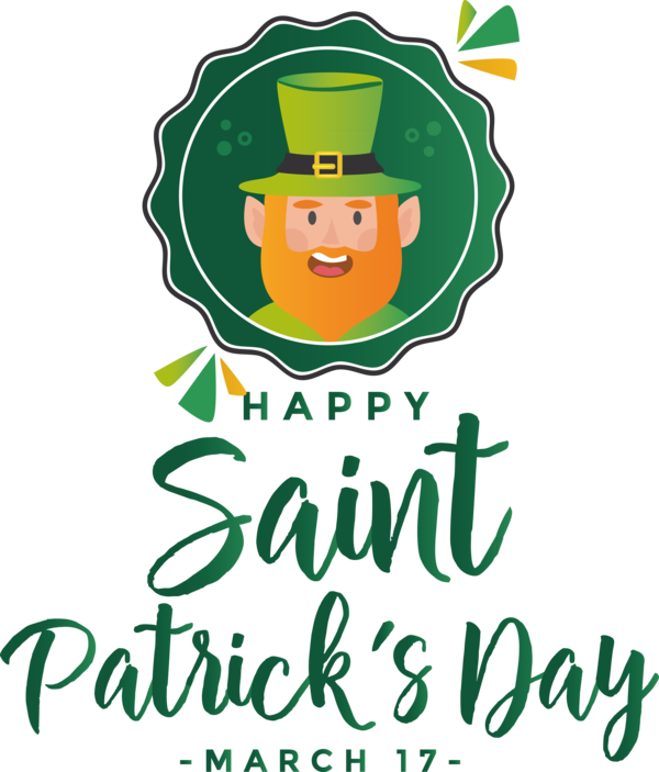 Transparent holidays Logo Text Green for Saint Patricks Day for Holidays