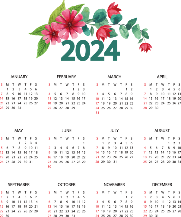 Transparent New Year RSA Conference Flower calendar for Printable 2024 Calendar for New Year