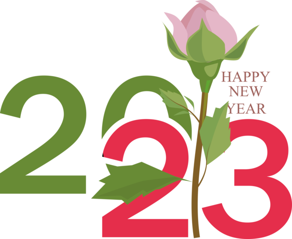 Transparent New Year Leaf Floral design Plant stem for Happy New Year 2023 for New Year
