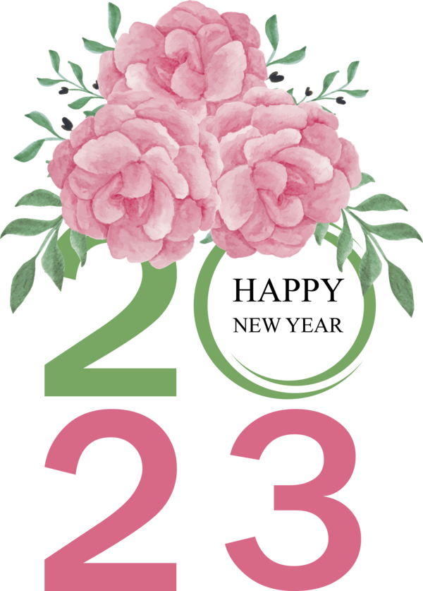 Transparent New Year 2023 NEW YEAR Floral design Design for Happy New Year 2023 for New Year