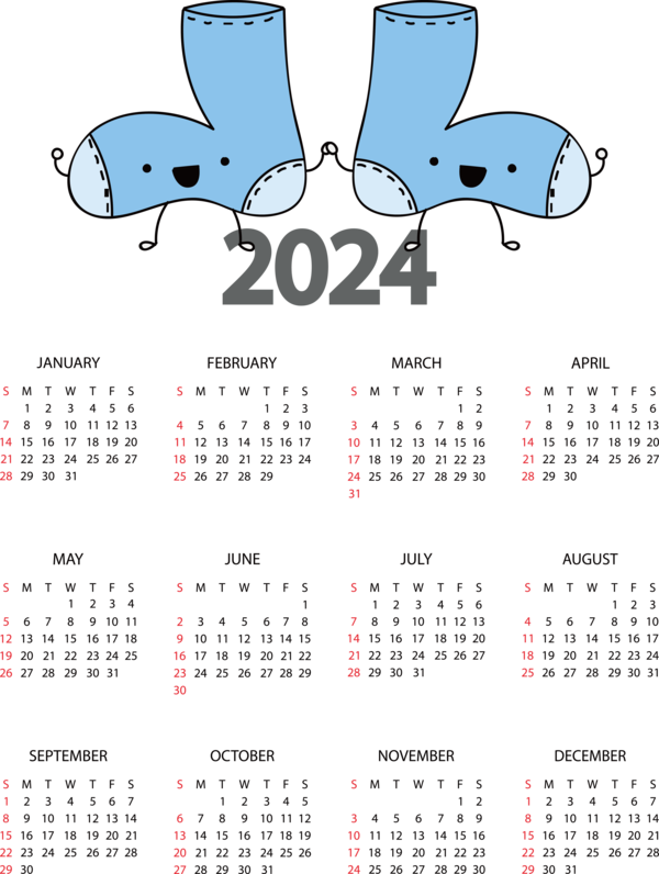 Transparent New Year RSA Conference Line Design for Printable 2024 Calendar for New Year