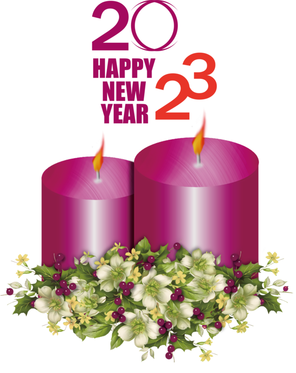 Transparent New Year Candle Christmas Graphics Design for Happy New Year 2023 for New Year