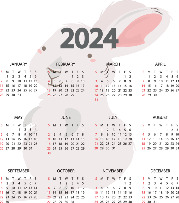 Transparent New Year calendar Names of the days of the week Calendar year for Printable 2024 Calendar for New Year