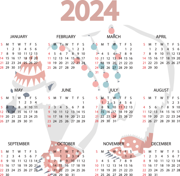 Transparent New Year calendar Julian calendar Islamic calendar for Printable 2024 Calendar for New Year