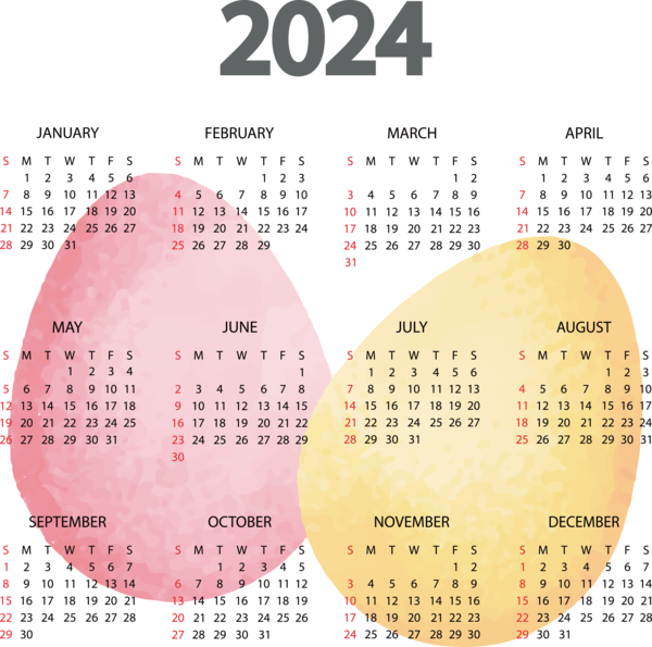 Transparent New Year calendar Names of the days of the week Lunar calendar for Printable 2024 Calendar for New Year