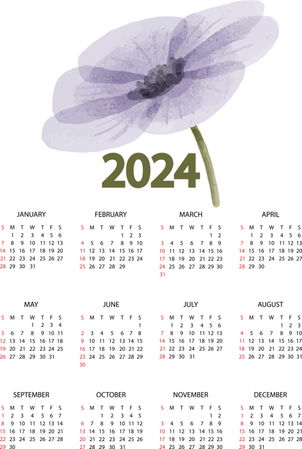 Transparent New Year calendar Calendar year Lunar calendar for Printable 2024 Calendar for New Year
