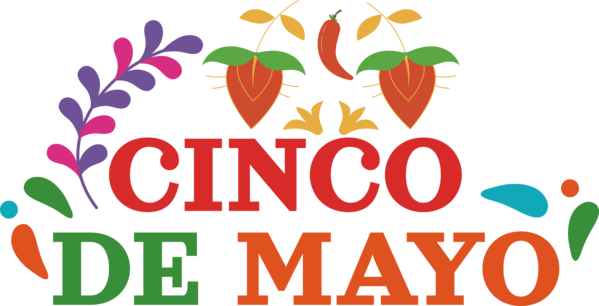 Transparent Cinco de mayo Design Logo Floral design for Fifth of May for Cinco De Mayo