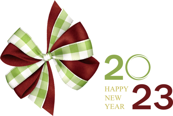 Transparent New Year Ribbon Bow Drawing for Happy New Year 2023 for New Year