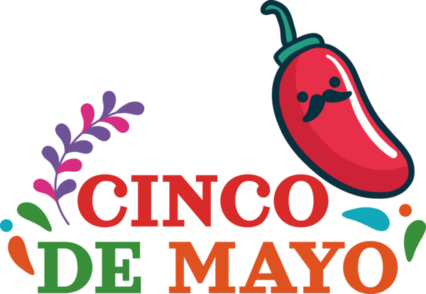 Transparent Cinco de mayo Vegetable Logo Line for Fifth of May for Cinco De Mayo