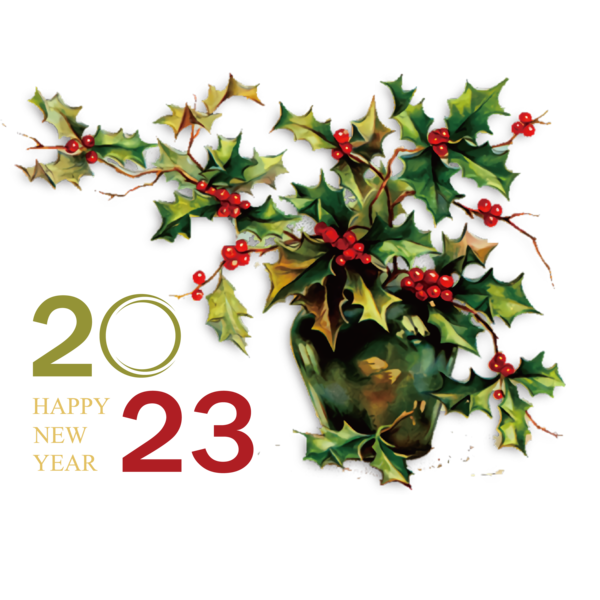 Transparent New Year Common holly Mistletoe Leaf for Happy New Year 2023 for New Year