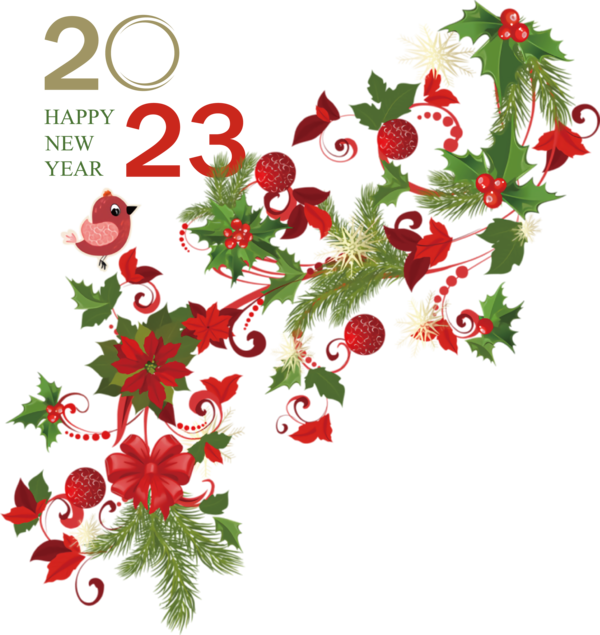 Transparent New Year Christmas Drawing Ornament for Happy New Year 2023 for New Year