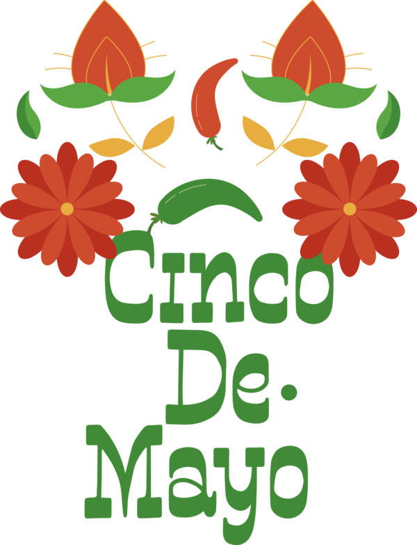 Transparent Cinco de mayo Floral design  Leaf for Fifth of May for Cinco De Mayo