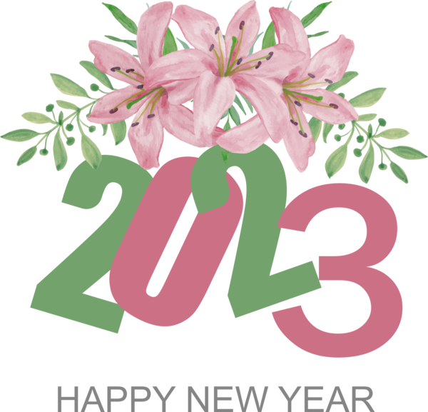 Transparent New Year Vector Flower Easter lily for Happy New Year 2023 for New Year