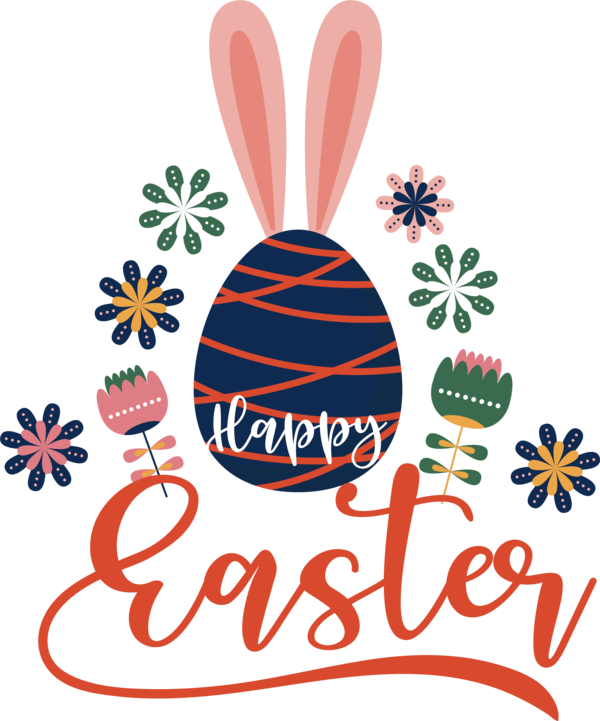 Transparent Easter Logo Line Text for Easter Day for Easter
