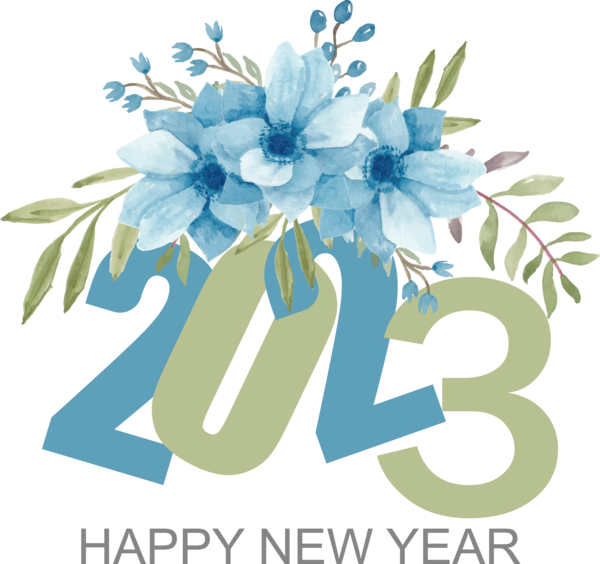 Transparent New Year Floral design Flower New Year for Happy New Year 2023 for New Year